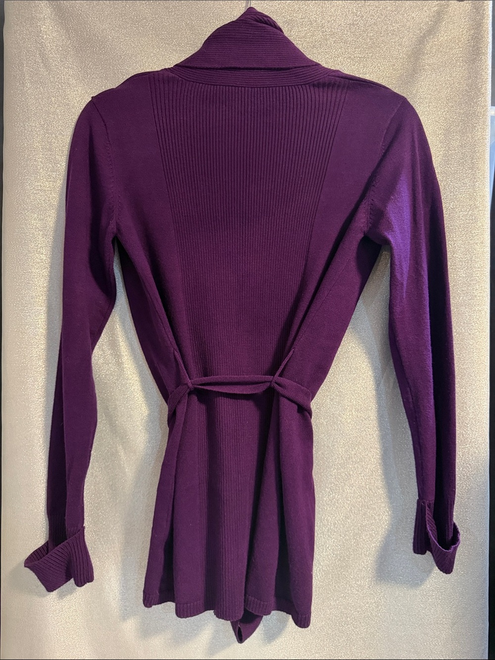 Bundle @desco1999 Venini Purple Women's Open Front Belted Cardigan Sweater - Picture 4 of 4